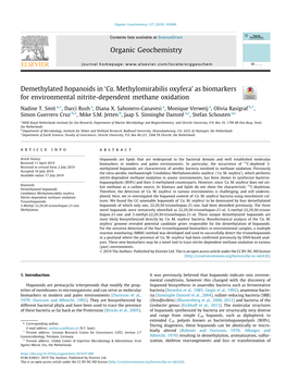 Demethylated Hopanoids in Â€˜Ca. Methylomirabilis Oxyferaâ€™ As