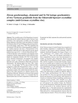 Zircon Geochronology, Elemental and Sr-Nd Isotope Geochemistry of Two Variscan Granitoids from the Odenwald-Spessart Crystalline Complex (Mid-German Crystalline Rise)