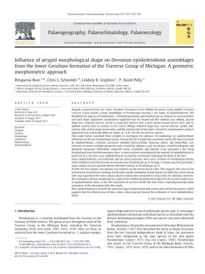 Influence of Atrypid Morphological Shape on Devonian Episkeletobiont