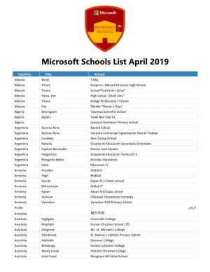 Microsoft Schools List April 2019