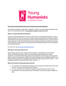 Are You the Next Secretary-General of Young Humanists International?