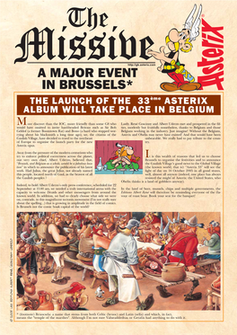 A MAJOR EVENT in BRUSSELS* the LAUNCH of the 33Ème ASTERIX ALBUM WILL TAKE PLACE in BELGIUM