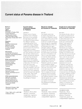 Current Status of Panama Disease in Thailand