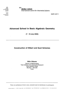 Advanced School in Basic Algebraic Geometry