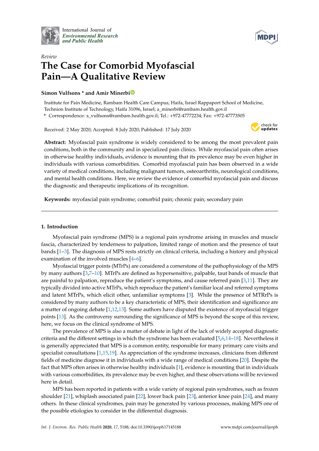 The Case for Comorbid Myofascial Pain—A Qualitative Review