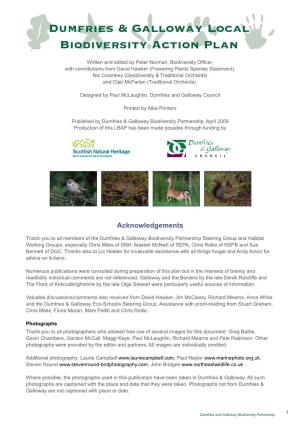 Dumfries & Galloway Local Biodiversity Action Plan