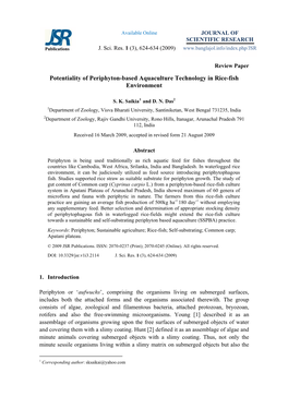 Potentiality of Periphyton-Based Aquaculture Technology in Rice-Fish Environment