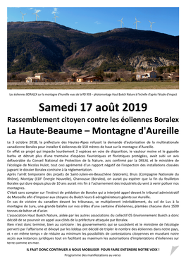 Samedi 17 Août 2019 Rassemblement Citoyen Contre Les Éoliennes Boralex La Haute-Beaume – Montagne D'aureille
