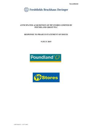 Anticipated Acquisition of 99P Stores Limited by Poundland Group Plc