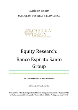 Equity Research: Banco Espírito Santo Group