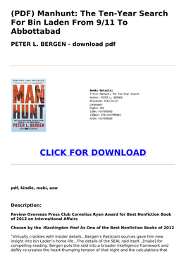 (PDF) Manhunt: the Ten-Year Search for Bin Laden from 9/11 to Abbottabad