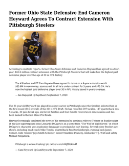 Former Ohio State Defensive End Cameron Heyward Agrees to Contract Extension with Pittsburgh Steelers