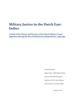 Military Justice in the Dutch East- Indies