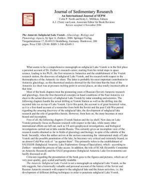 The Antarctic Subglacial Lake Vostok—Glaciology, Biology and Planetology Aspects, by Igor A