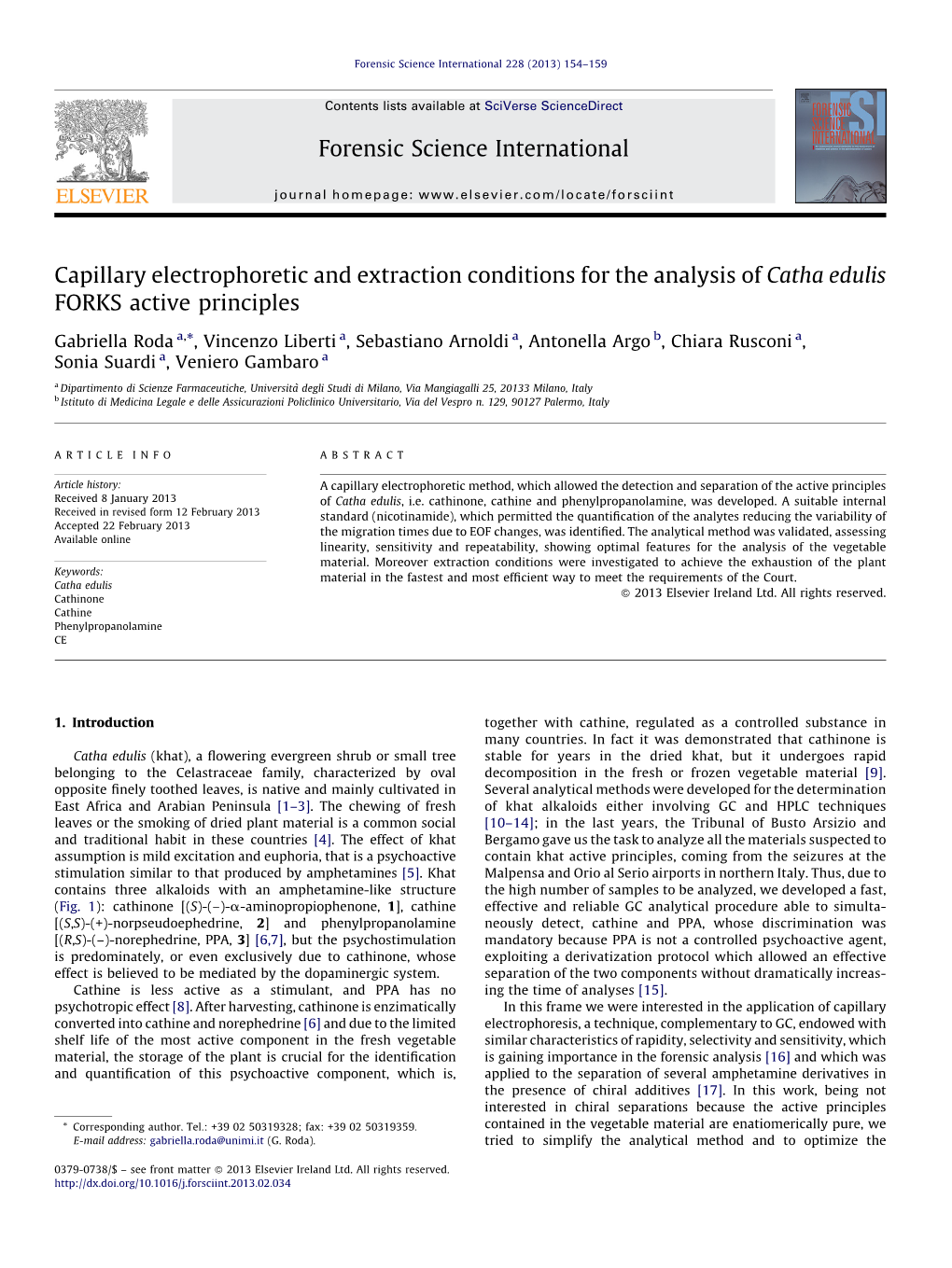 Capillary Electrophoretic and Extraction Conditions for the Analysis of Catha Edulis