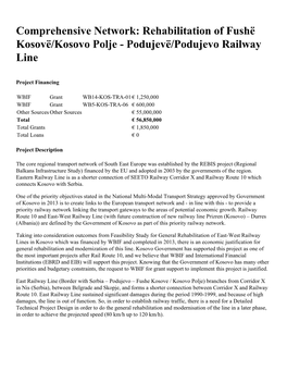 Podujevë/Podujevo Railway Line