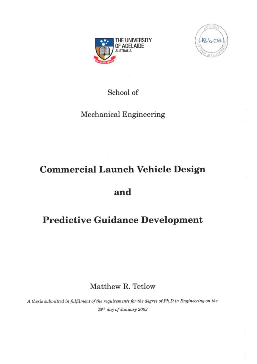 Commercial Launch Vehicle Design and Predictive Guidance Development Matthew R