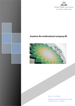 Examine the Multinational Company BP