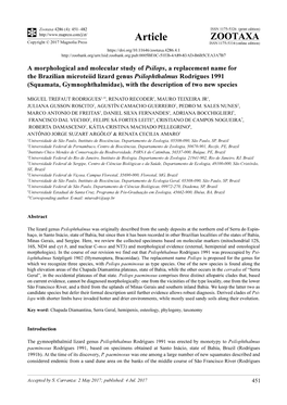 A Morphological and Molecular Study of Psilops, a Replacement Name For