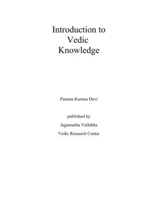 Introduction to Vedic Knowledge