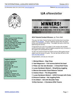 IJA Enewsletter Editor Don Lewis (Email: Enews@Juggle.Org) Renew At