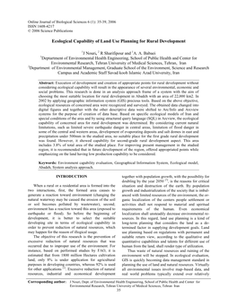 Ecological Capability of Land Use Planning for Rural Development
