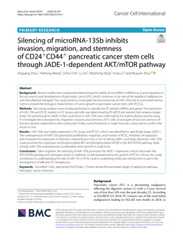 Silencing of Microrna-135B Inhibits Invasion