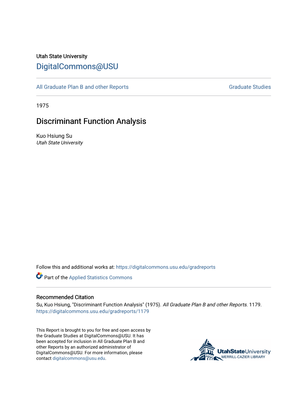 Discriminant Function Analysis