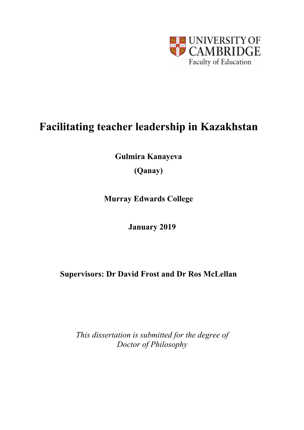 Facilitating Teacher Leadership in Kazakhstan