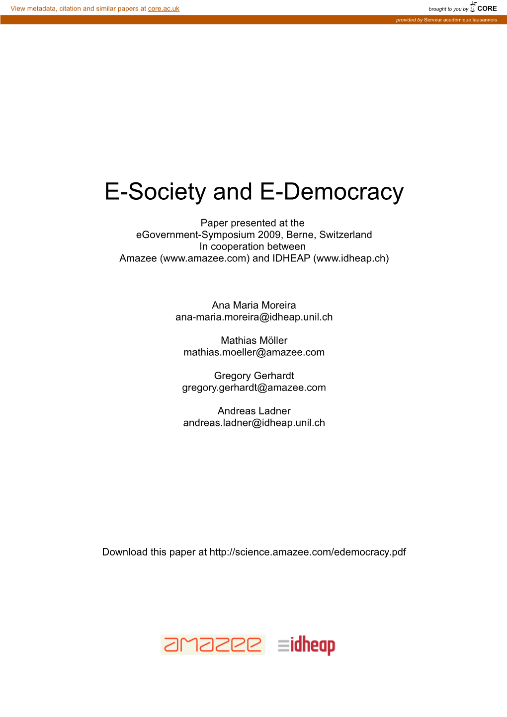 E-Society and E-Democracy