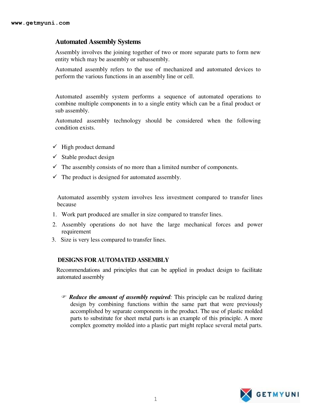 Automated Assembly Systems Assembly Involves the Joining Together of Two Or More Separate Parts to Form New Entity Which May Be Assembly Or Subassembly