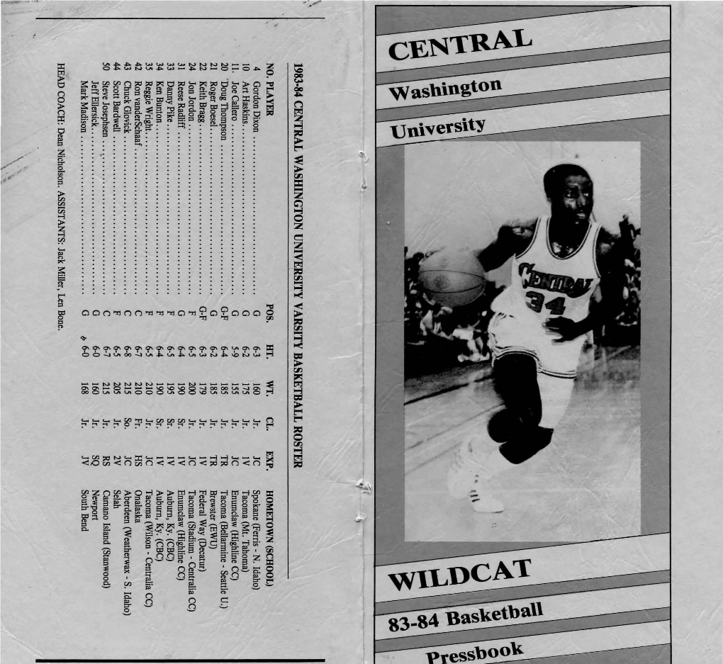 1983-1984 Central Washington University Wildcat Basketball