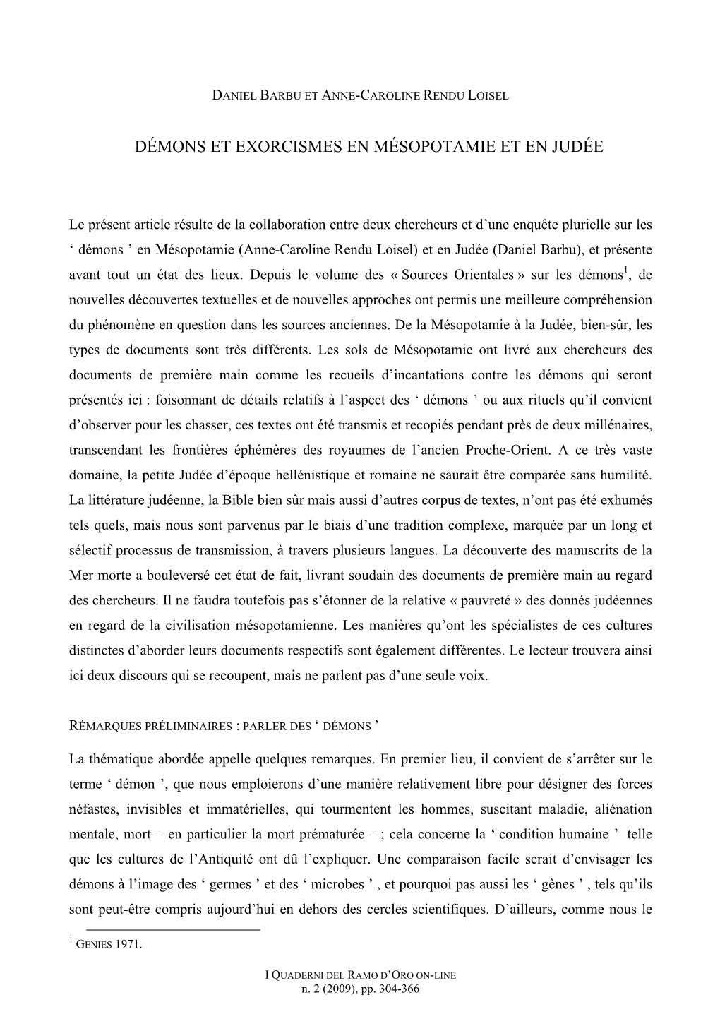 Démons Et Exorcismes En Mésopotamie Et En Judée