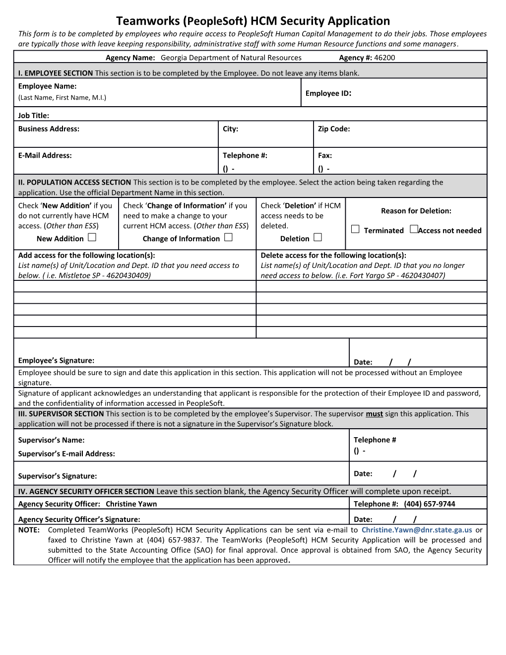 Teamworks (Peoplesoft) HCM Security Application