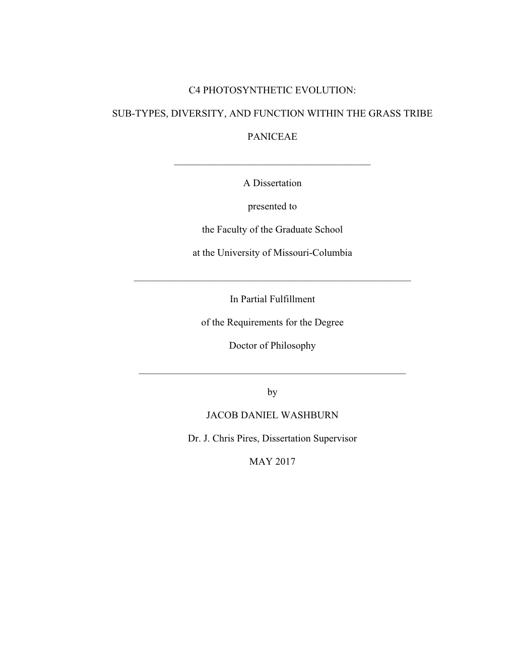 C4 Photosynthetic Evolution