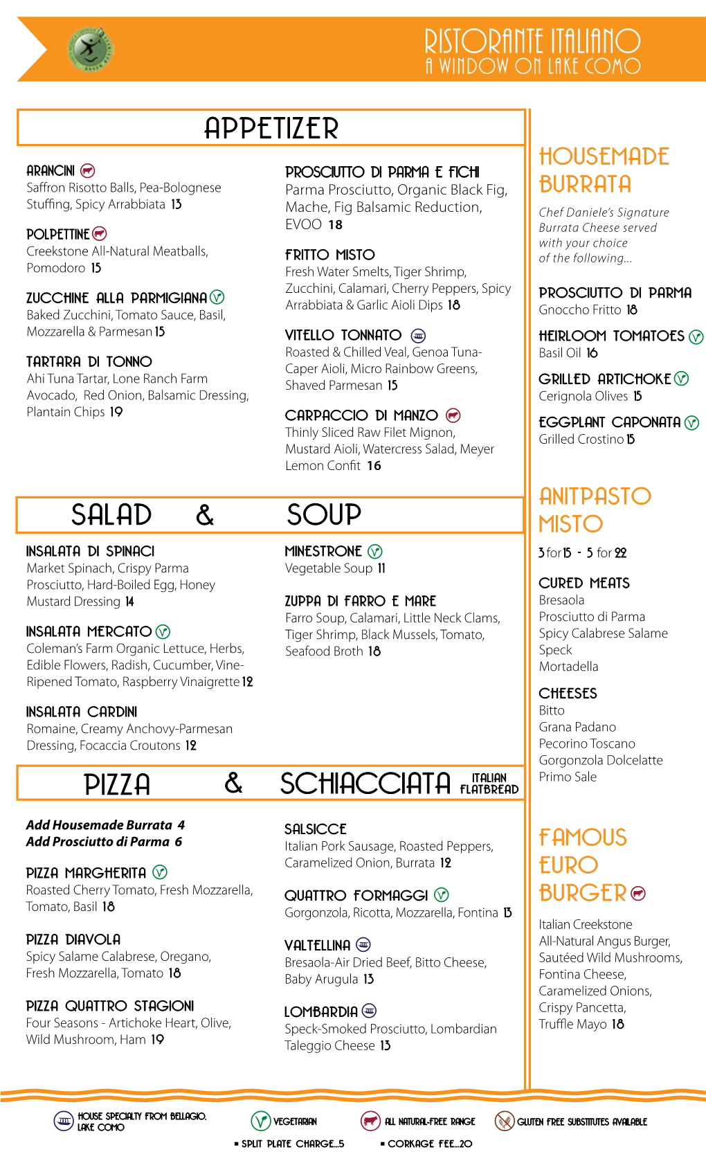 Appetizer Salad & Soup & Pizza Schiacciata Italian