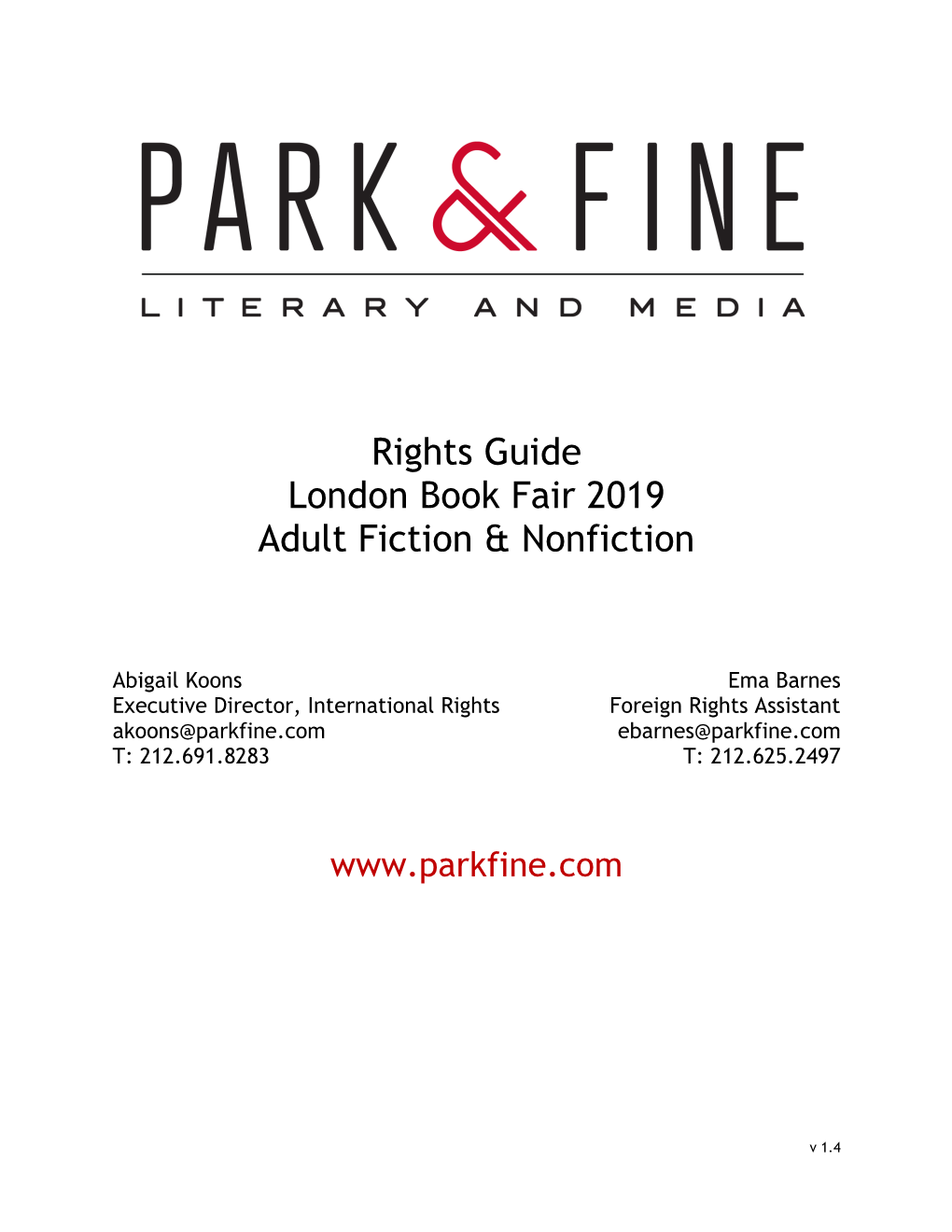 Rights Guide London Book Fair 2019 Adult Fiction & Nonfiction