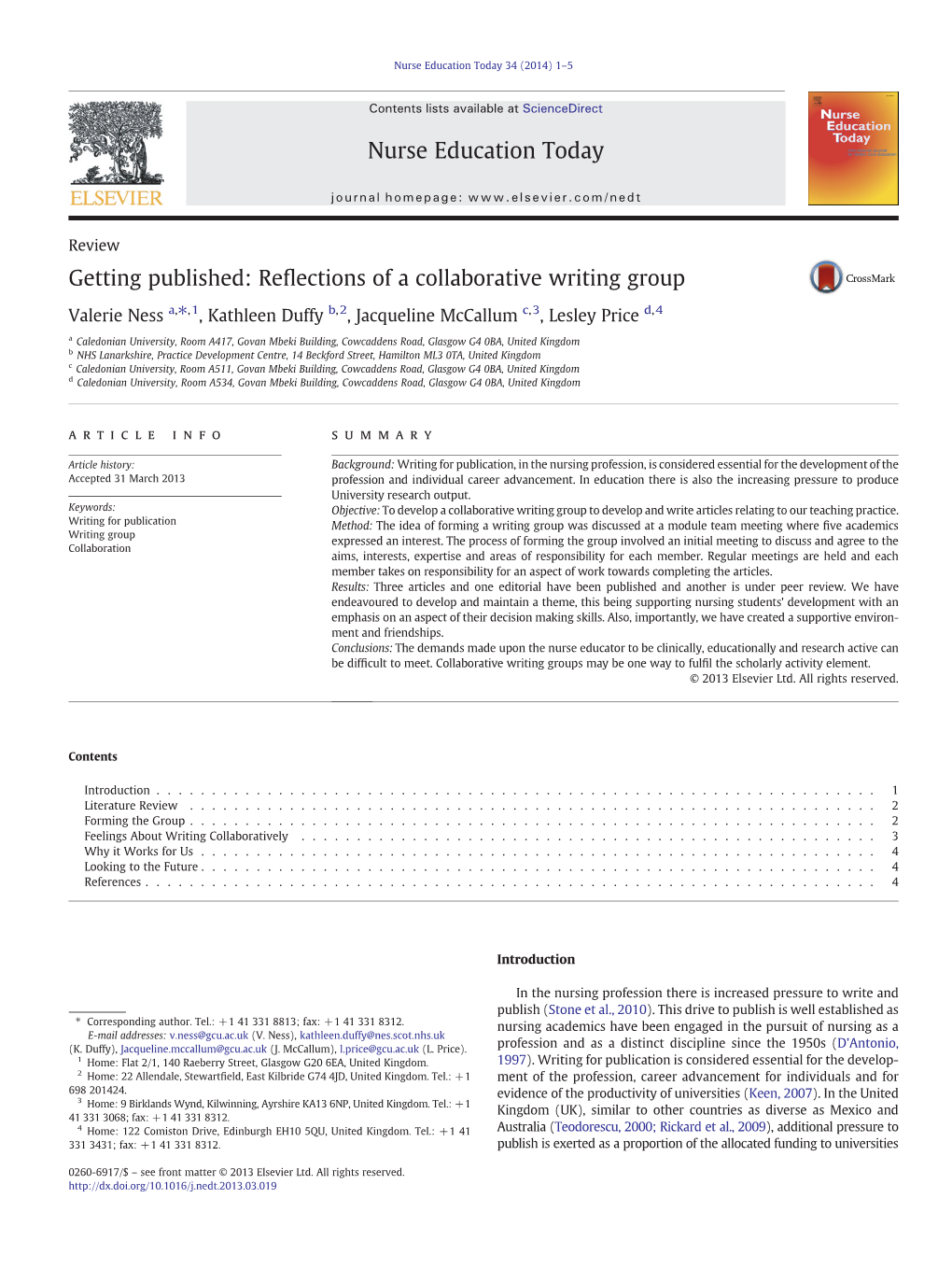 Getting Published: Reflections of a Collaborative Writing Group