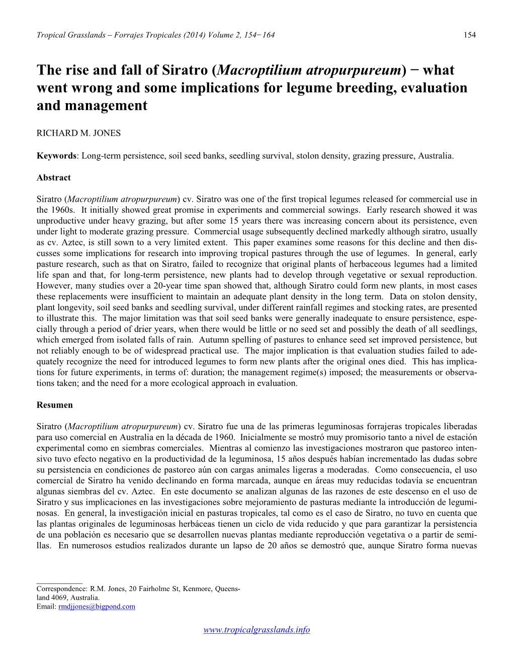 The Rise and Fall of Siratro (Macroptilium Atropurpureum) − What Went Wrong and Some Implications for Legume Breeding, Evaluation and Management