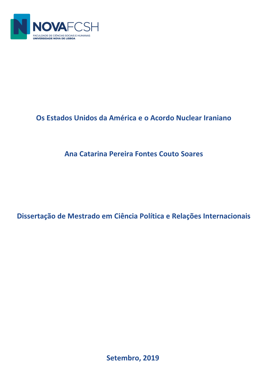 Os Estados Unidos Da América E O Acordo Nuclear Iraniano