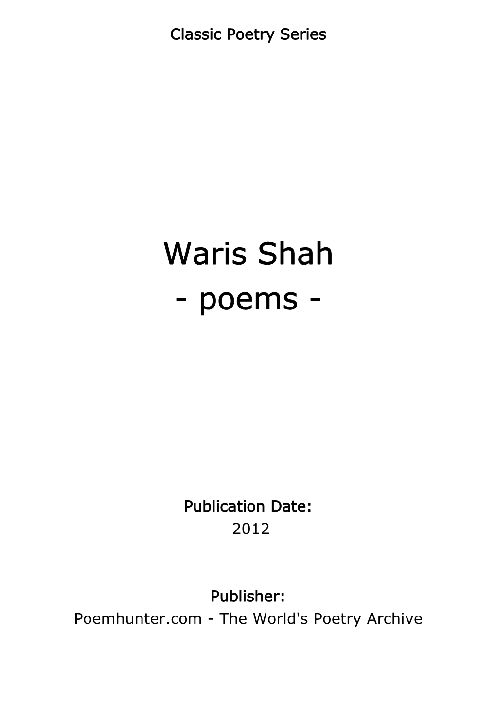 Waris Shah - Poems