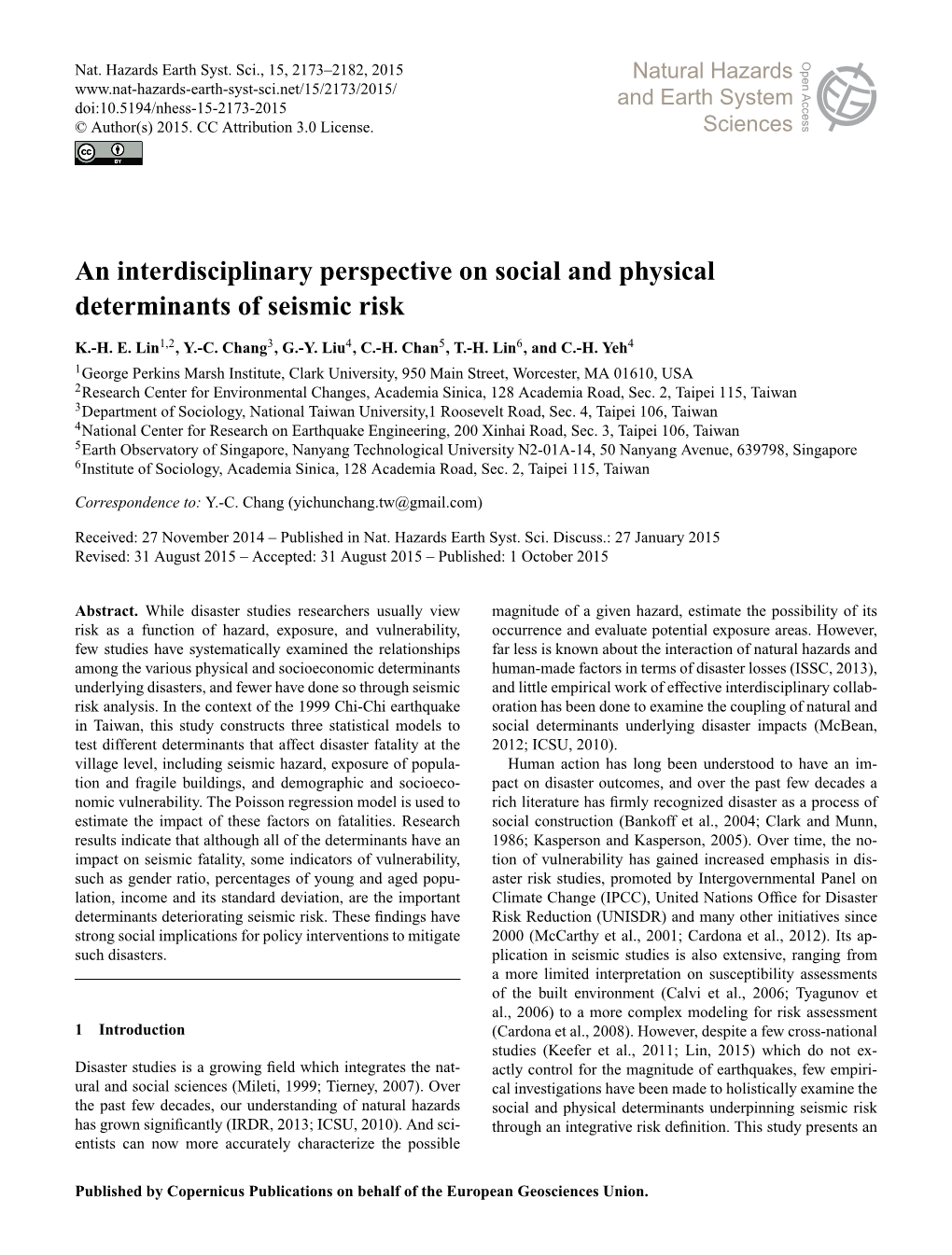 An Interdisciplinary Perspective on Social and Physical Determinants of Seismic Risk