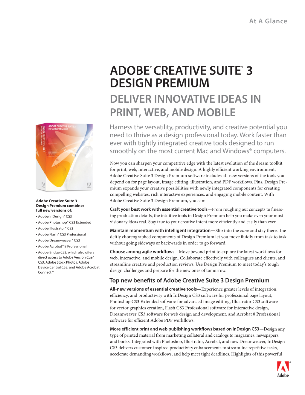 Adobe Creative Suite 3 Design Premium at a Glance