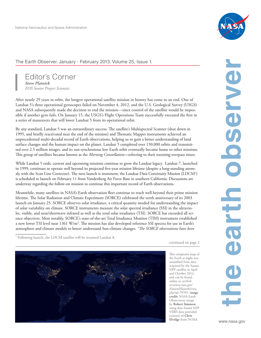 Jan-Feb 2013 Earth Observer Newsletter
