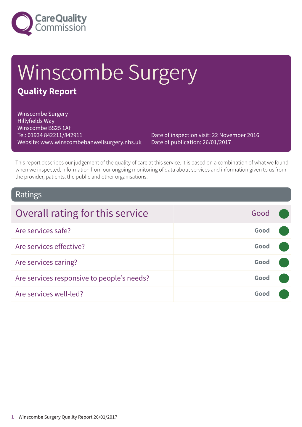 Winscombe Surgery Newapproachcomprehensive Report