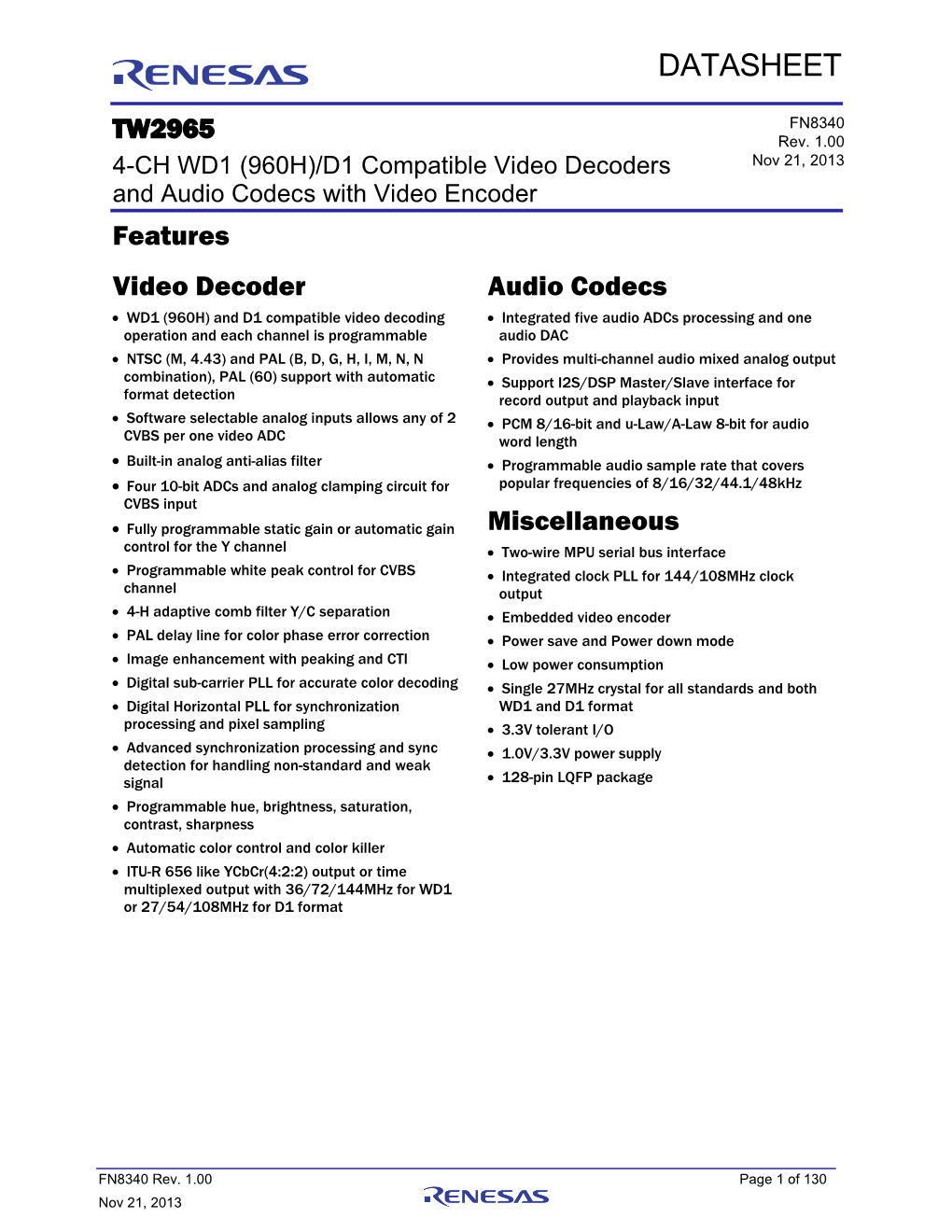 TW2965 Datasheet