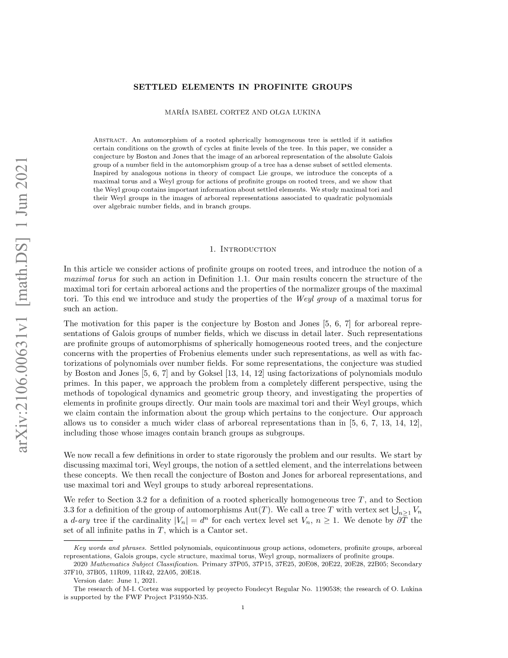 Settled Elements in Profinite Groups 3