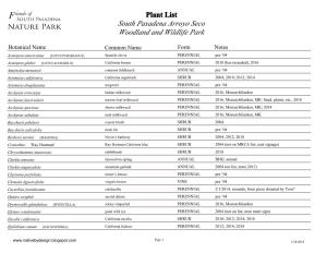 Nature Park Plant List, 2018