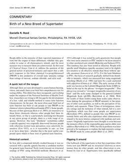 COMMENTARY Birth of a New Breed of Supertaster