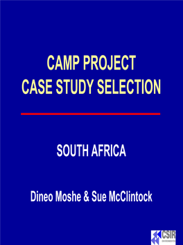 Camp Project Case Study Selection